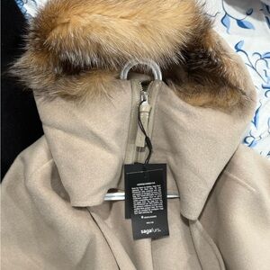 COPY - Mackage Cream Plush Fur Trim Scarf